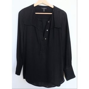 J. Crew Button Down Long Black Viscose Blouse